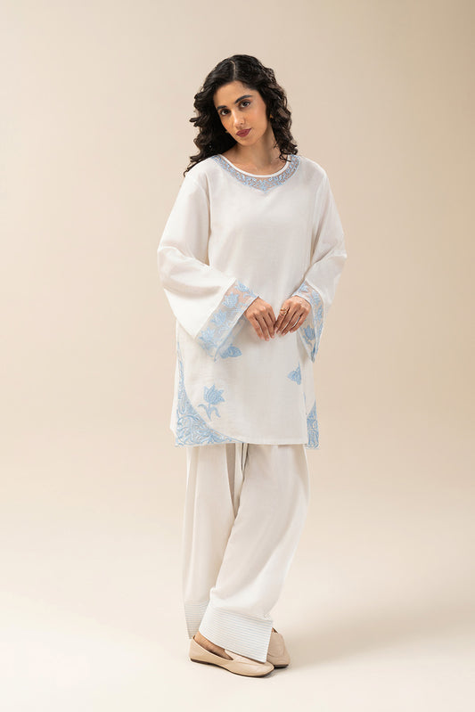 2 PIECE EMBROIDERED KARANDI TWIL SUIT (PRET)