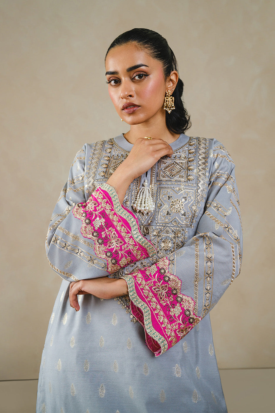 EMBROIDERED LUREX JACQUARD SHIRT (LUXURY PRET)