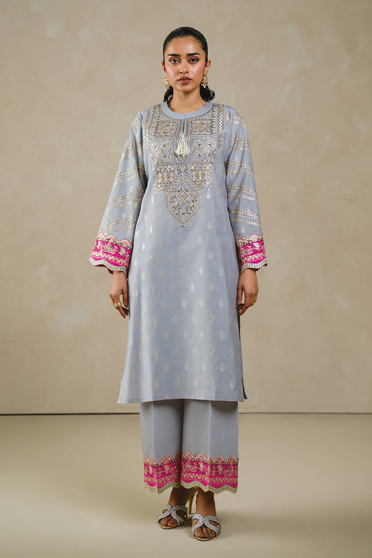 2 PIECE EMBROIDERED LUREX JACQUARD SUIT (LUXURY PRET)