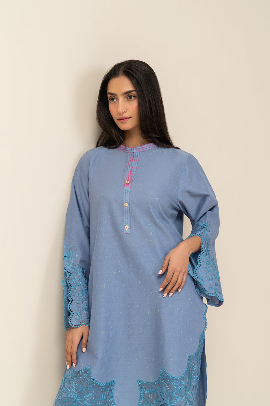 2 PIECE EMBROIDERED NEON NEPS SUIT (PRET)