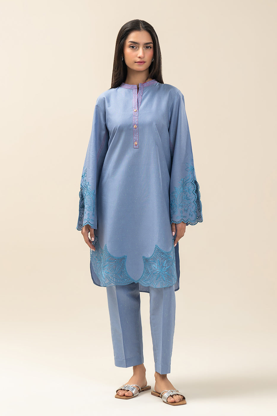 2 PIECE EMBROIDERED NEON NEPS SUIT (PRET)