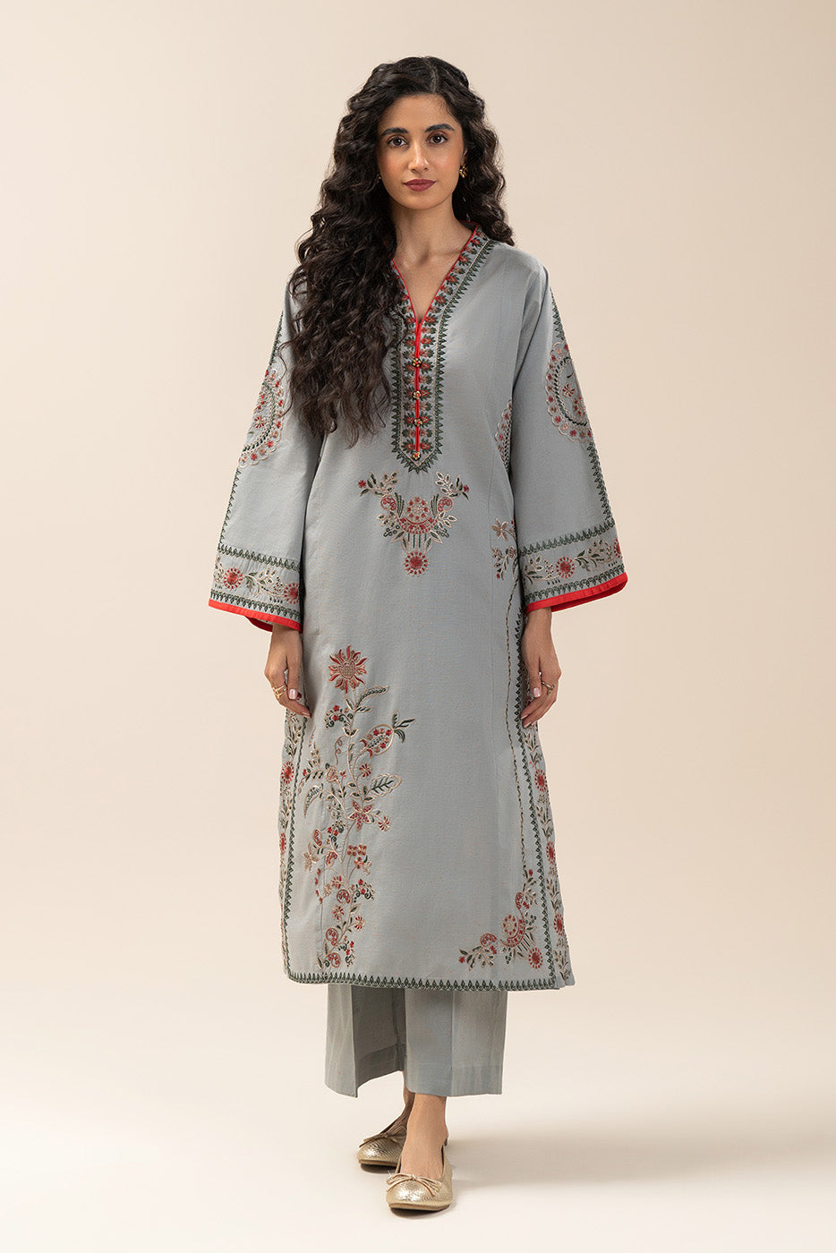 2 PIECE EMBROIDERED NEON NEPS SUIT (PRET)