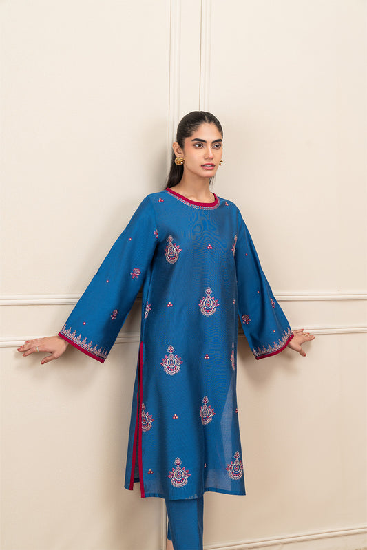 2 PIECE EMBROIDERED TWO TONE SUIT (PRET)