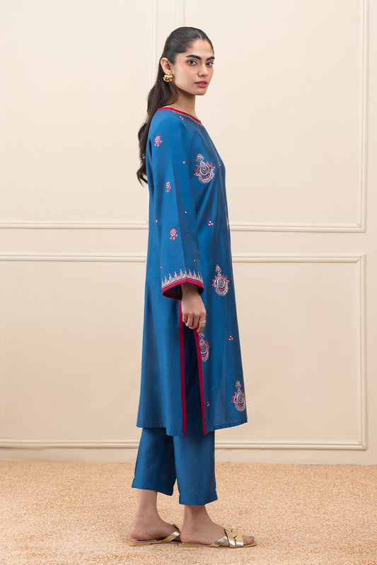 2 PIECE EMBROIDERED TWO TONE SUIT (PRET)