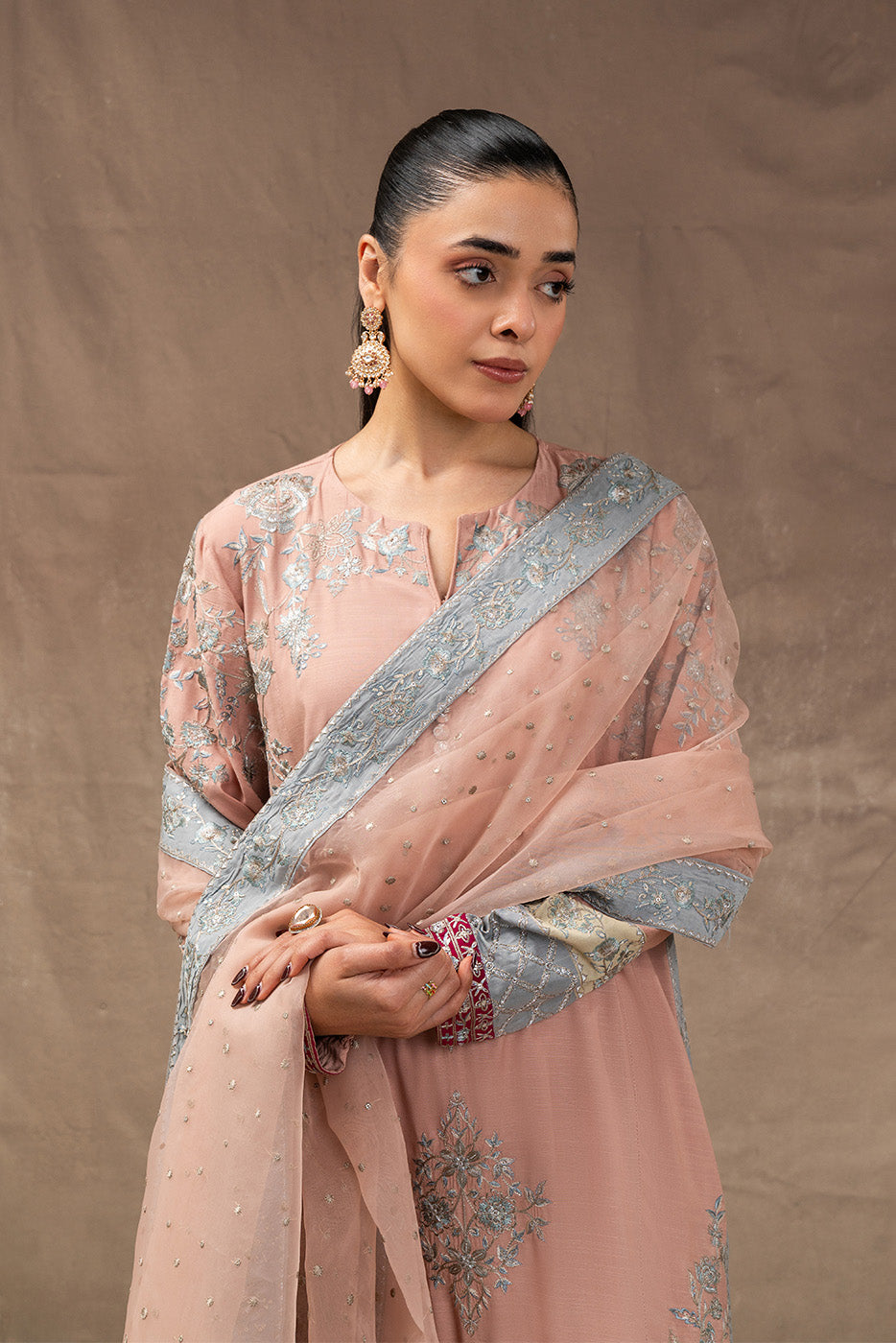 EMBROIDERED RAW SILK SHIRT (LUXURY PRET)