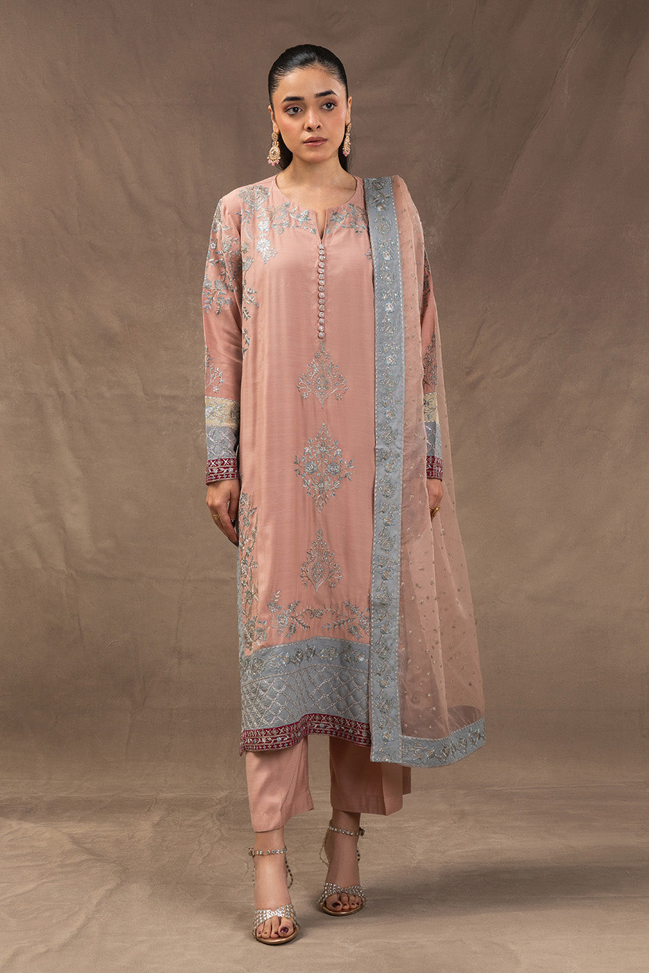 EMBROIDERED RAW SILK SHIRT (LUXURY PRET)