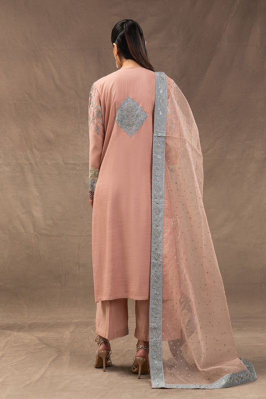 EMBROIDERED RAW SILK SHIRT (LUXURY PRET)