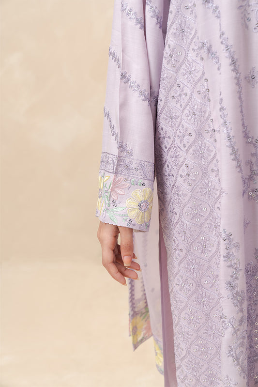 3 PIECE EMBROIDERED RAW SILK SUIT (LUXURY-PRET)