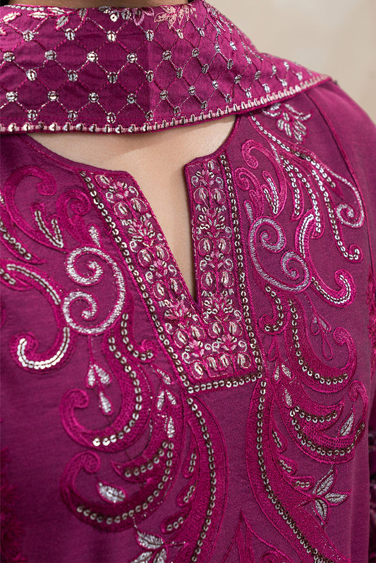 3 PIECE EMBROIDERED PAPER COTTON SUIT (LUXURY-PRET)