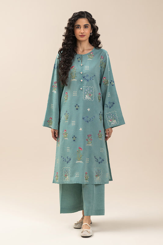 2 PIECE EMBROIDERED YARN DYED VISCOSE SUIT (PRET)