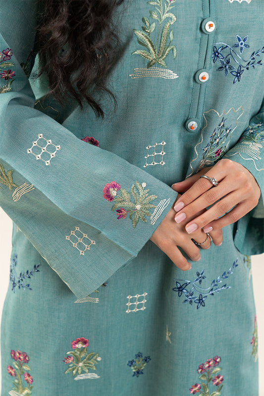 2 PIECE EMBROIDERED YARN DYED VISCOSE SUIT (PRET)