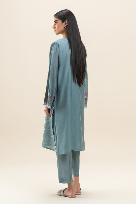 2 PIECE EMBROIDERED TWO TONE SUIT (PRET)