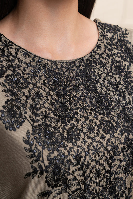 EMBROIDERED TWO TONE  SHIRT (PRET)