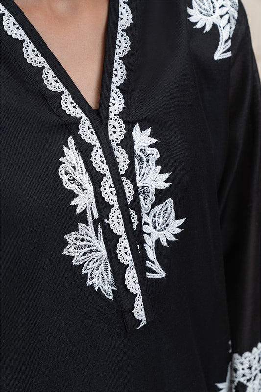 2 PIECE EMBROIDERED TWO TONE SUIT (PRET)