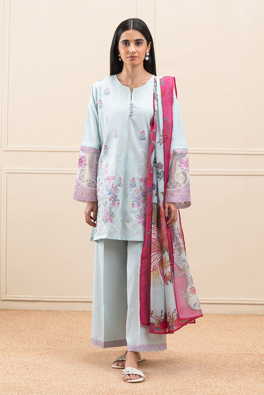 3 PIECE EMBROIDERED LAWN SUIT (PRET)