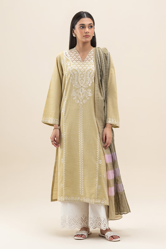 2 PIECE EMBROIDERED CHAMBRAY SUIT (PRET)