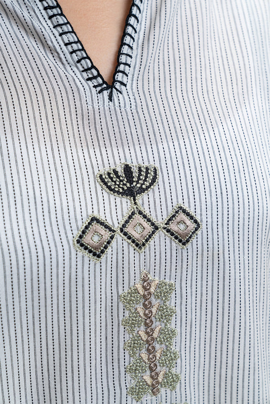 EMBROIDERED YARN DYED SHIRT (PRET)