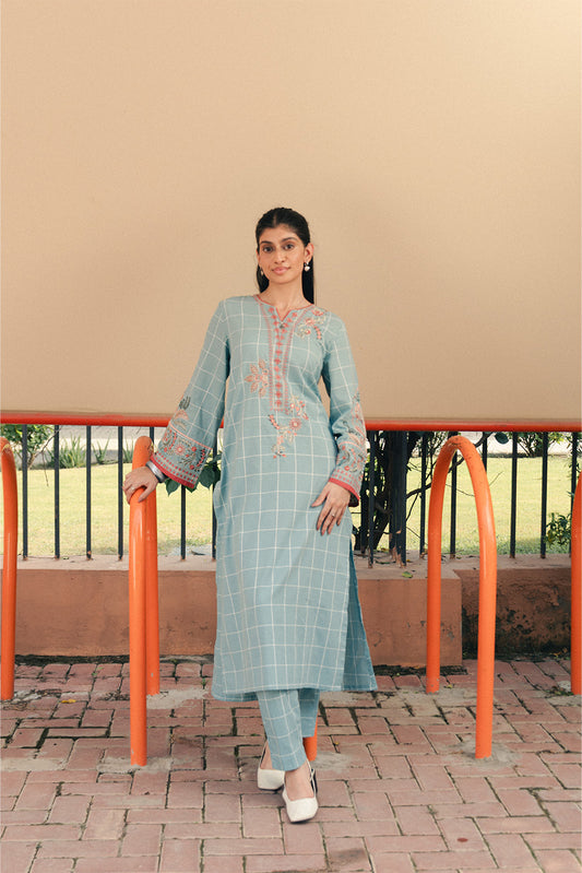2 PIECE EMBROIDERED YARN DYED SUIT (PRET)