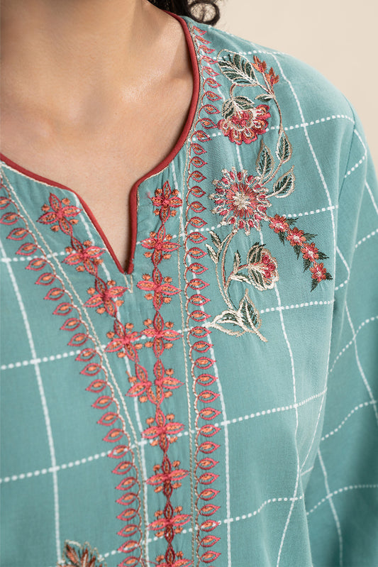 2 PIECE EMBROIDERED YARN DYED SUIT (PRET)