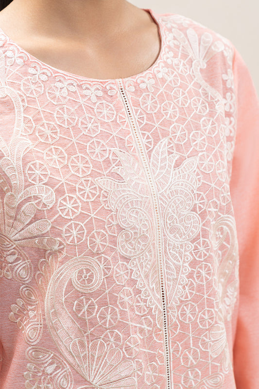 2 PIECE EMBROIDERED SPACE DYED SUIT (PRET)