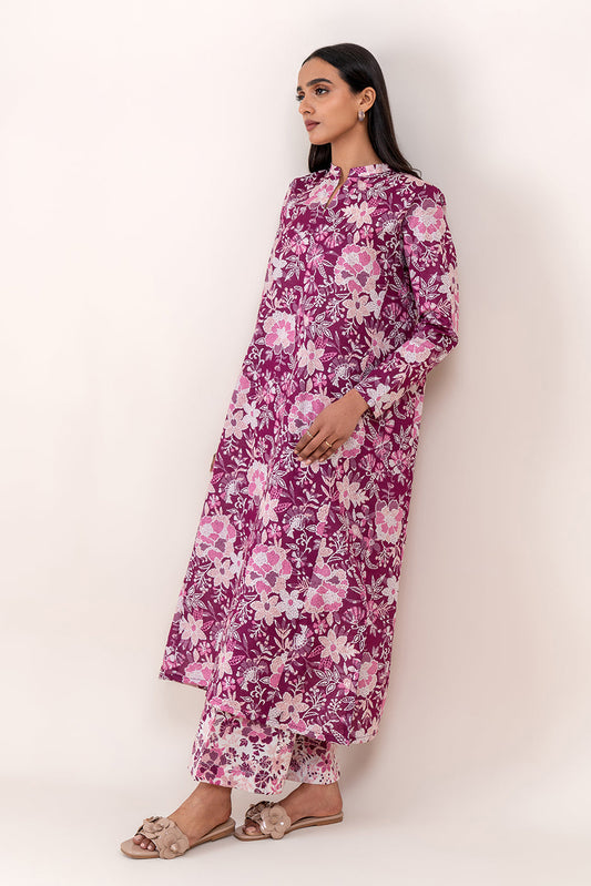 2 PIECE PRINTED LAWN SUIT-HELIOTROPE BUNCH (UNSTITCHED)