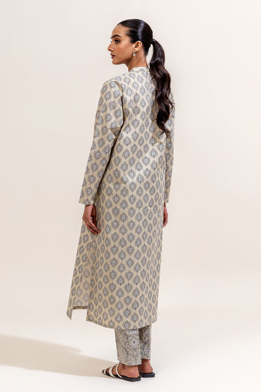 2 PIECE PRINTED LAWN SUIT-DOVE GRAY (UNSTITCHED)