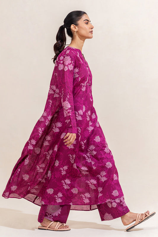 2 PIECE PRINTED LAWN SUIT-SANGRIA NOIR (UNSTITCHED)