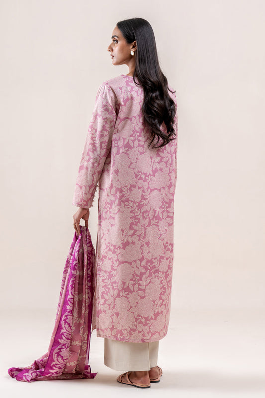 2 PIECE PRINTED LAWN SUIT-PINK QUARTZ (UNSTITCHED)