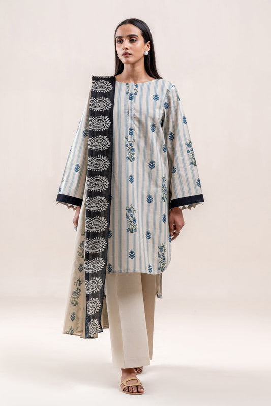 2 PIECE PRINTED LAWN SUIT-OPULENT OPAL (UNSTITCHED)