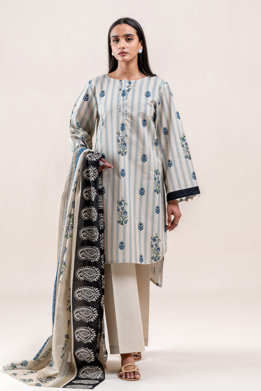 2 PIECE PRINTED LAWN SUIT-OPULENT OPAL (UNSTITCHED)