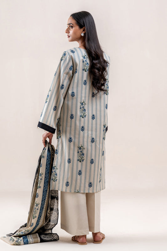 2 PIECE PRINTED LAWN SUIT-OPULENT OPAL (UNSTITCHED)