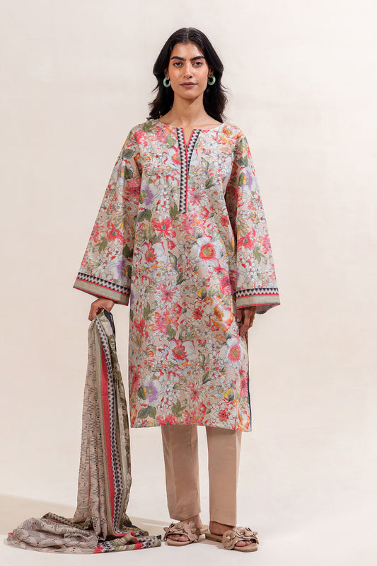 3 PIECE PRINTED LAWN SUIT-ORCHID GALORE (UNSTITCHED)