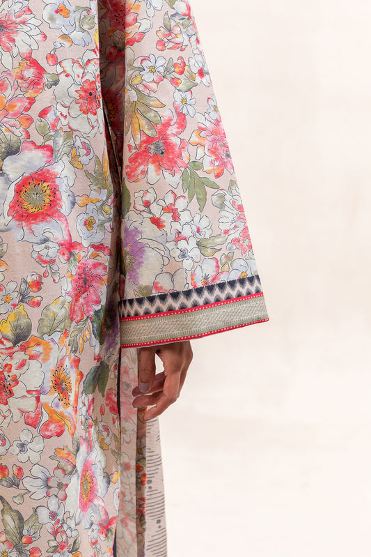 3 PIECE PRINTED LAWN SUIT-ORCHID GALORE (UNSTITCHED)