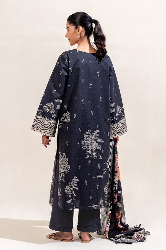 3 PIECE PRINTED LAWN SUIT-MOONLIT FLORA (UNSTITCHED)