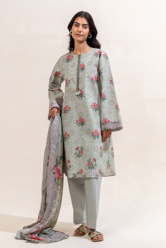 3 PIECE PRINTED LAWN SUIT-GARDEN GALORE (UNSTITCHED)