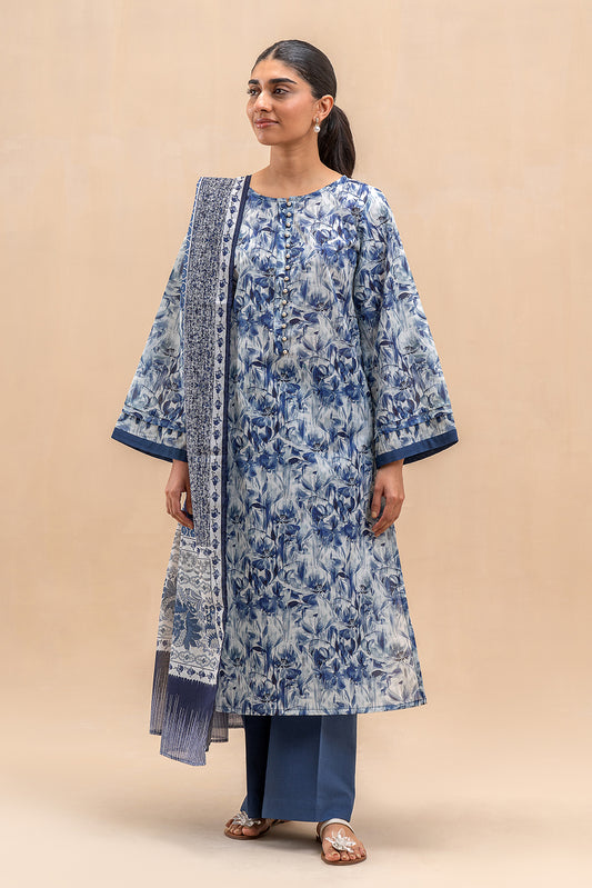 3 PIECE PRINTED LAWN SUIT-FLORAL HAZE (UNSTITCHED)