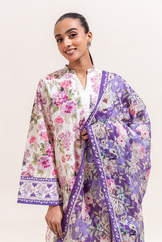 3 PIECE PRINTED LAWN SUIT-AMETHYST ORCHID (UNSTITCHED)