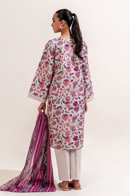 3 PIECE PRINTED LAWN SUIT-BAROQUE PINK (UNSTITCHED)