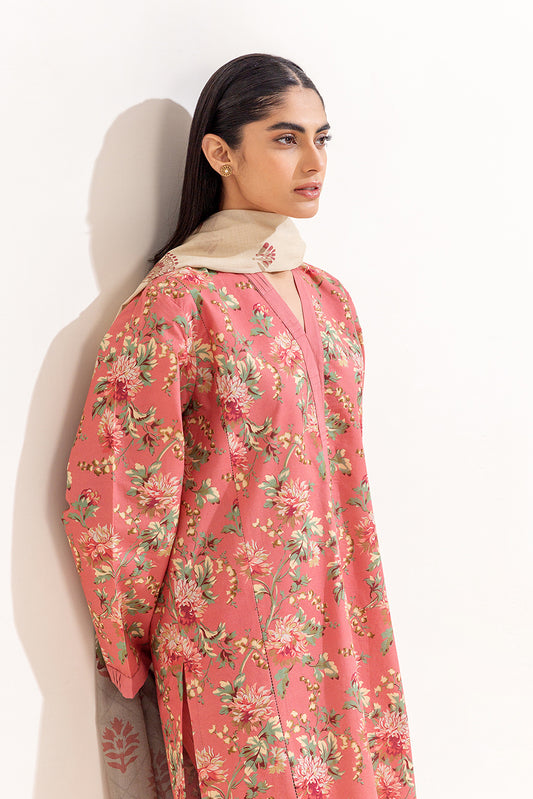 3 PIECE PRINTED LAWN SUIT-BLUSH AURA (UNSTITCHED)