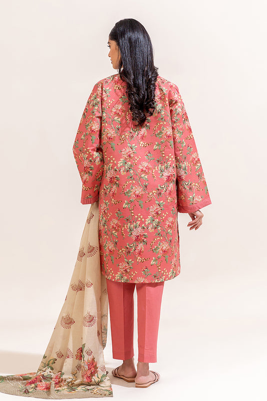 3 PIECE PRINTED LAWN SUIT-BLUSH AURA (UNSTITCHED)