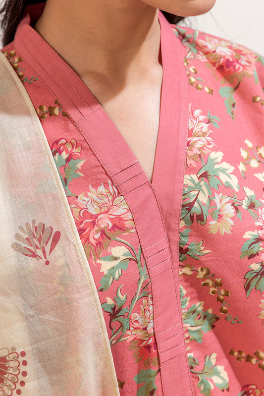 3 PIECE PRINTED LAWN SUIT-BLUSH AURA (UNSTITCHED)