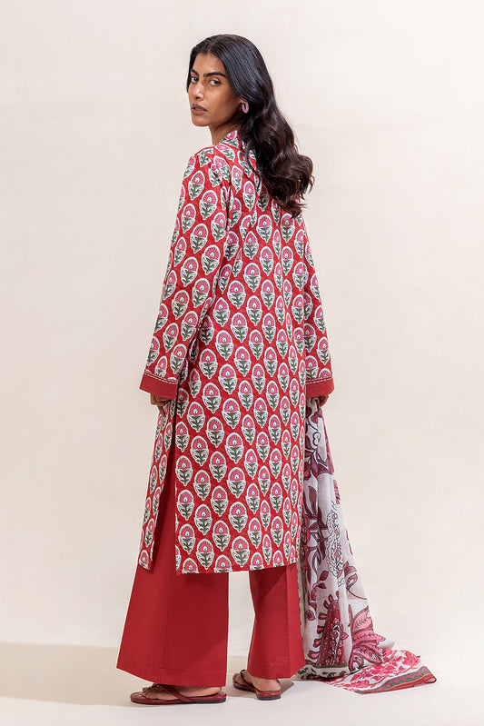 3 PIECE PRINTED LAWN SUIT-CRIMSON GLAM (UNSTITCHED)