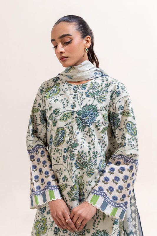 3 PIECE PRINTED LAWN SUIT-AZURE CHARM (UNSTITCHED)