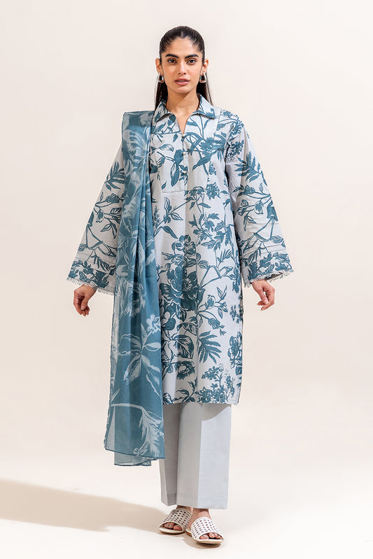 2 PIECE PRINTED LAWN SUIT-SILLHUETTE SPRUCE (UNSTITCHED)