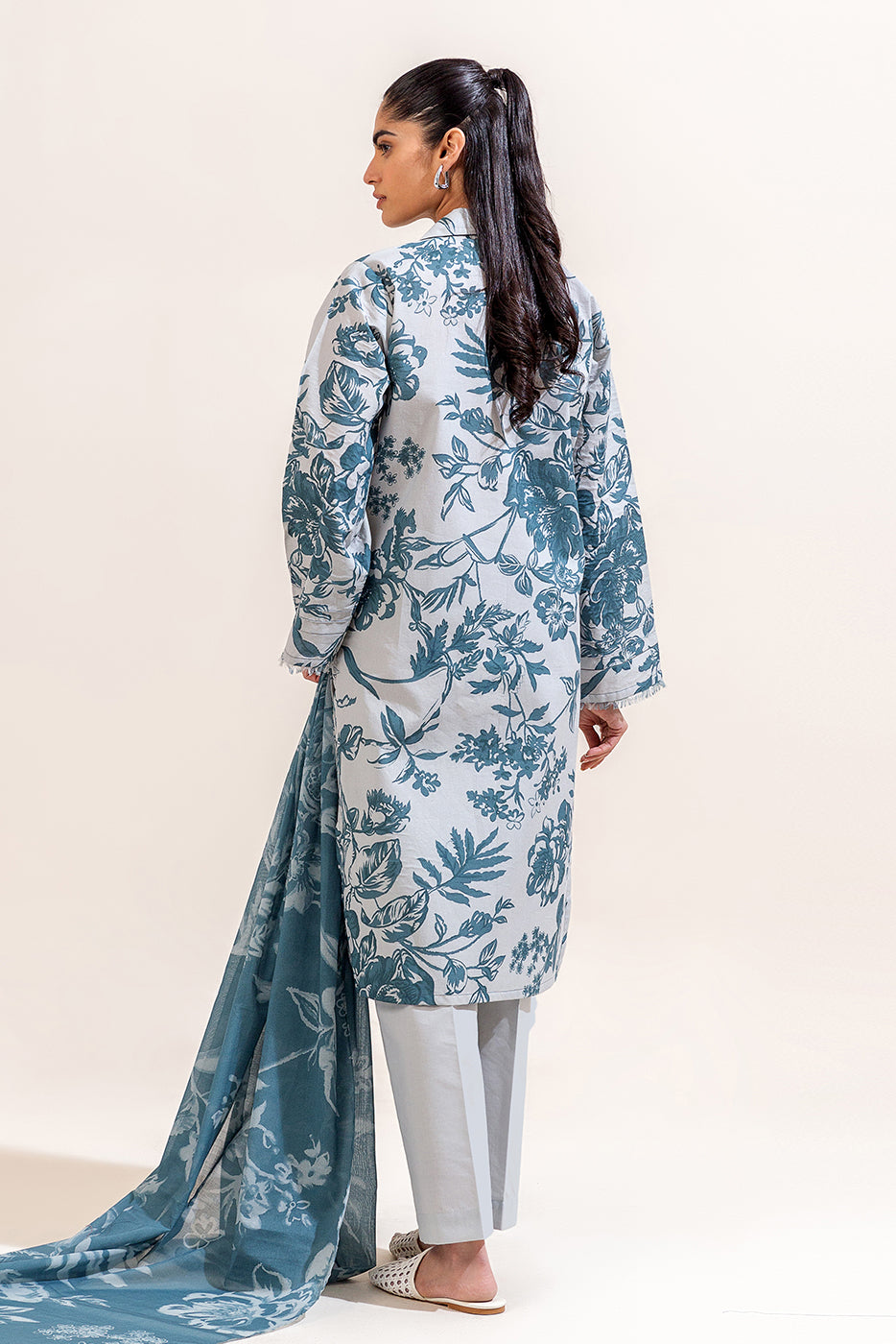 2 PIECE PRINTED LAWN SUIT-SILLHUETTE SPRUCE (UNSTITCHED)