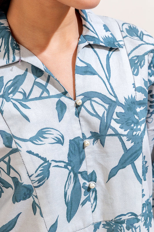 3 PIECE PRINTED LAWN SUIT-CERULEAN PUNCH (UNSTITCHED)