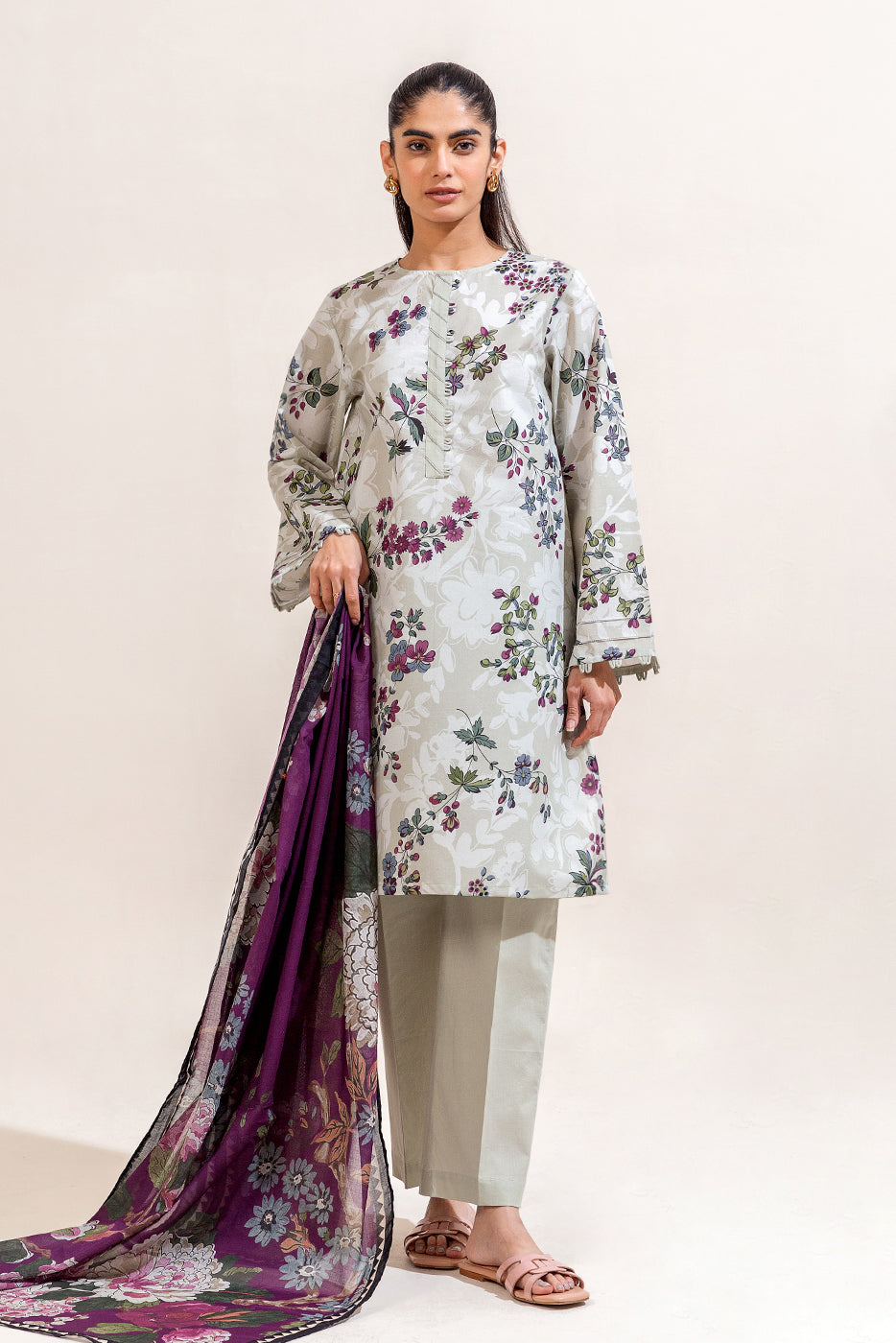 3 PIECE PRINTED LAWN SUIT-JACOBEAN DEW (UNSTITCHED)