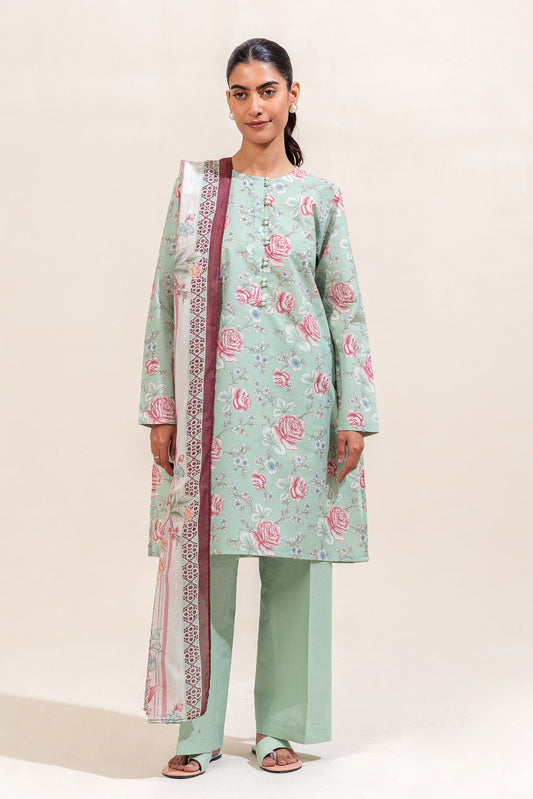 3 PIECE PRINTED LAWN SUIT-ROSE GARLAND (UNSTITCHED)