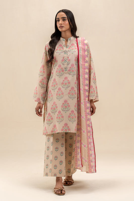 3 PIECE PRINTED LAWN SUIT-MEADOW MIST (UNSTITCHED)