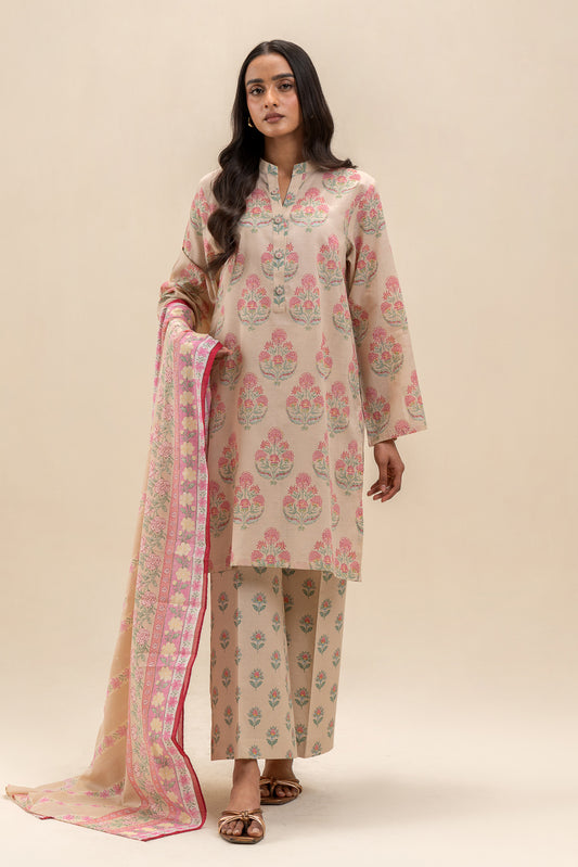 3 PIECE PRINTED LAWN SUIT-MEADOW MIST (UNSTITCHED)